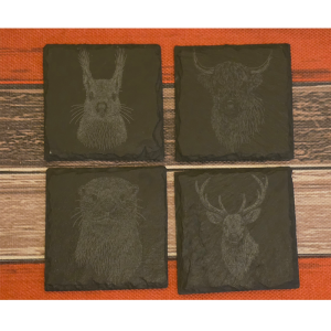 Engraved Slate Coaster Set